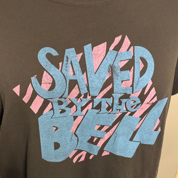 Ripple Junction Black Saved By The Bell Graphic Tee with Blue & Pink Print - Picture 3 of 5